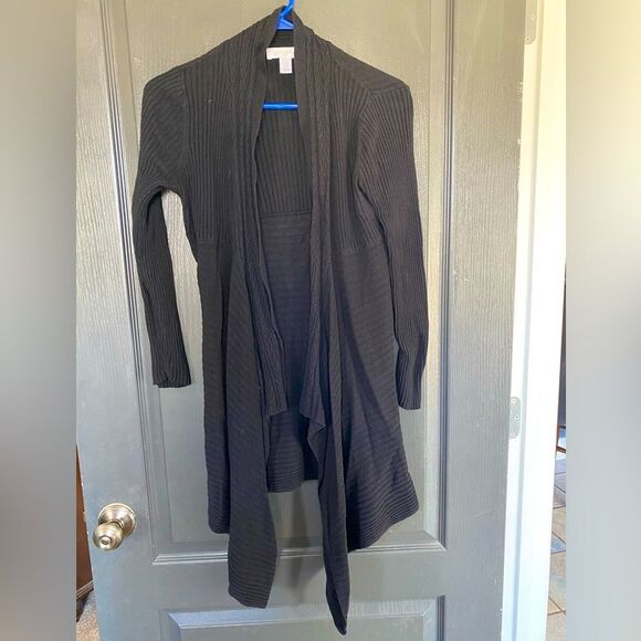 Black Open Front Maternity  Cardigan Sweater - Picture 1 of 3